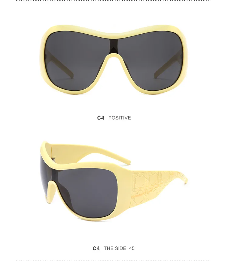 One Piece Oversized Y2K Sunglasses for Women Men Vintage Square Shield Gradient Hip Hop Sun Glasses Female Sexy Driving Shades