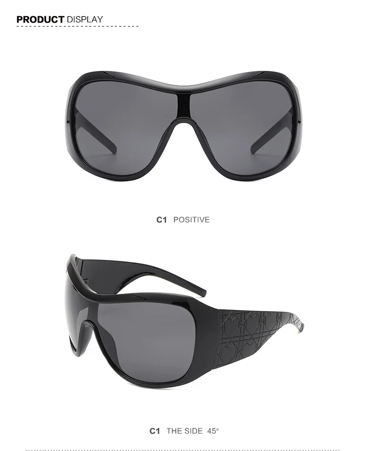 One Piece Oversized Y2K Sunglasses for Women Men Vintage Square Shield Gradient Hip Hop Sun Glasses Female Sexy Driving Shades