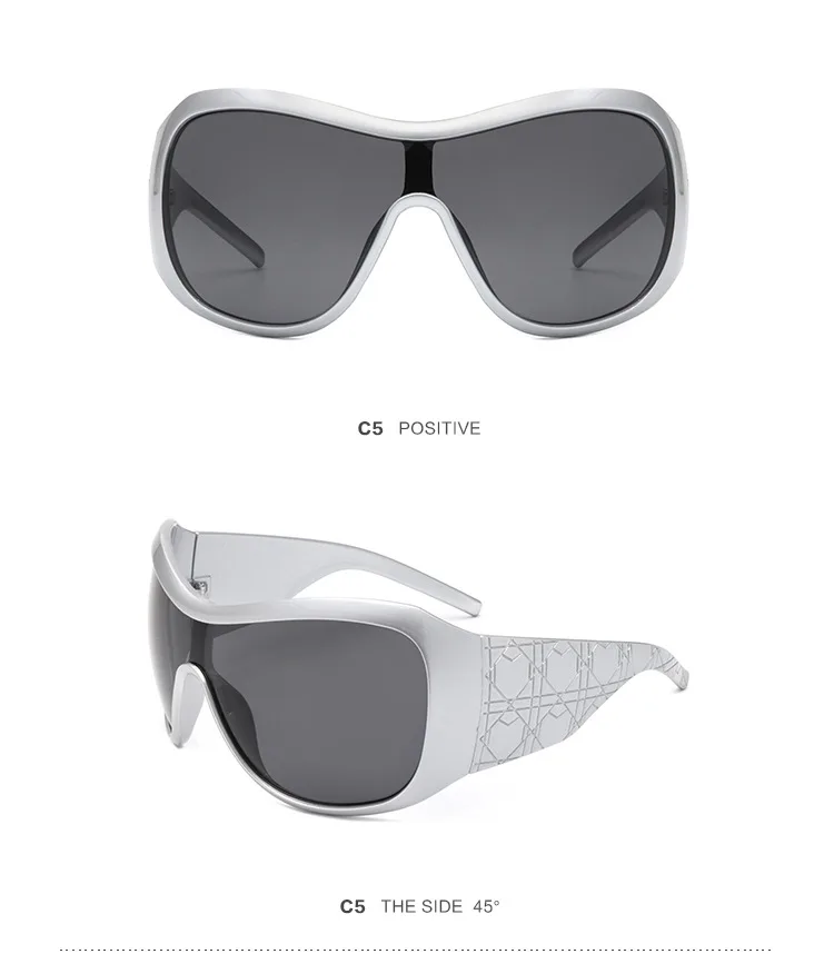 One Piece Oversized Y2K Sunglasses for Women Men Vintage Square Shield Gradient Hip Hop Sun Glasses Female Sexy Driving Shades