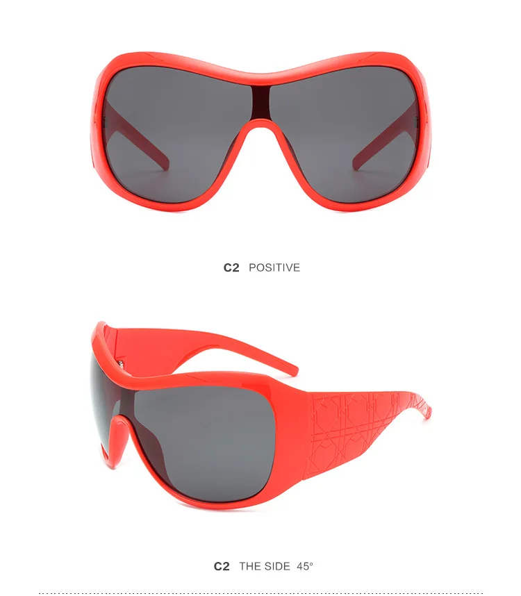 One Piece Oversized Y2K Sunglasses for Women Men Vintage Square Shield Gradient Hip Hop Sun Glasses Female Sexy Driving Shades