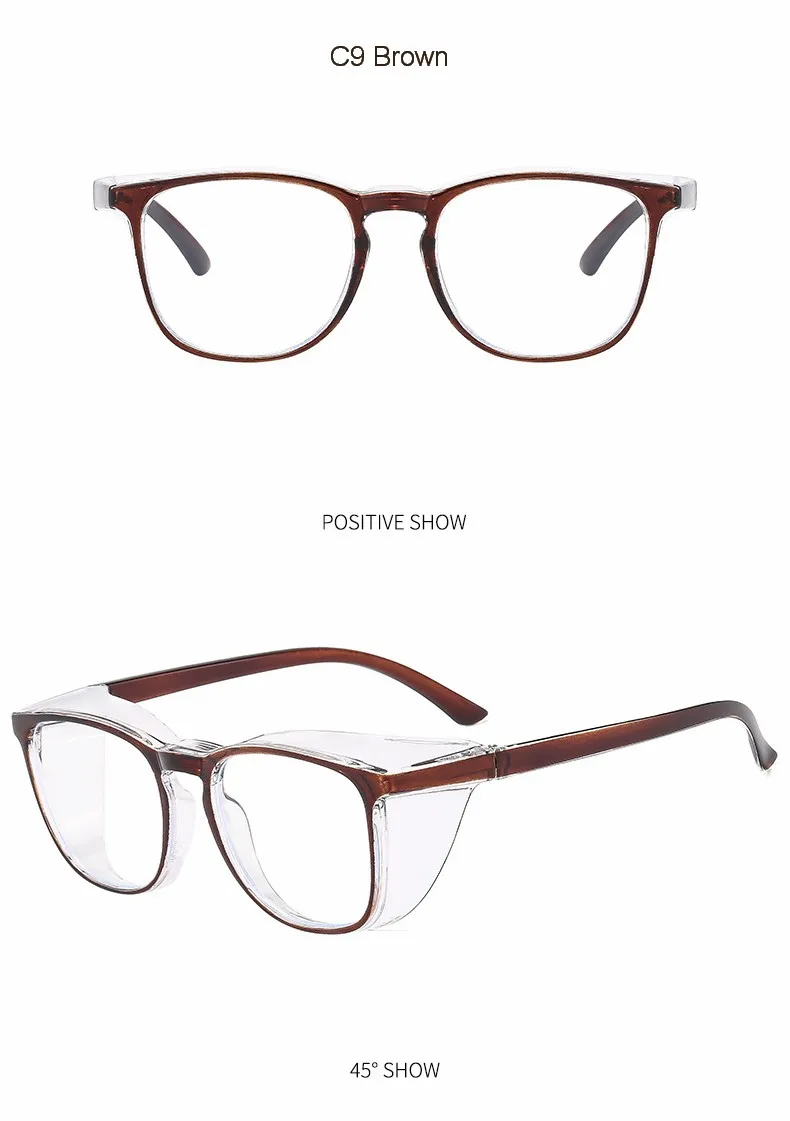Clear Safety Glasses Women Square Anti Fog Blue Light Blocking Glasses Scratch Resistant Work Glass For Men & Nurse