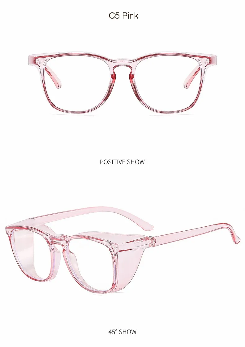 Clear Safety Glasses Women Square Anti Fog Blue Light Blocking Glasses Scratch Resistant Work Glass For Men & Nurse