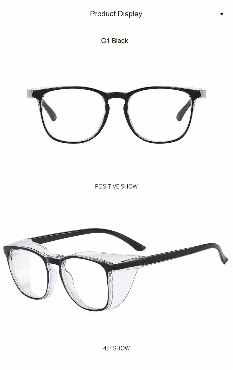 Clear Safety Glasses Women Square Anti Fog Blue Light Blocking Glasses Scratch Resistant Work Glass For Men & Nurse