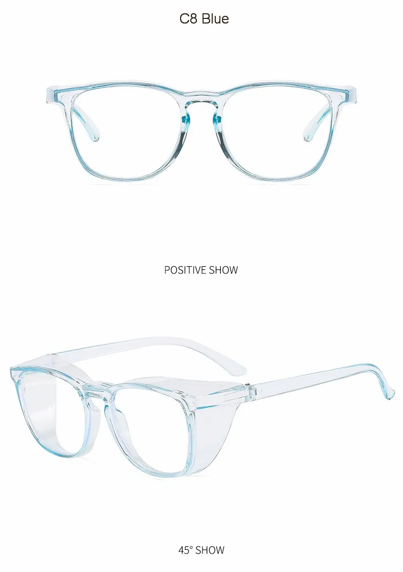 Clear Safety Glasses Women Square Anti Fog Blue Light Blocking Glasses Scratch Resistant Work Glass For Men & Nurse