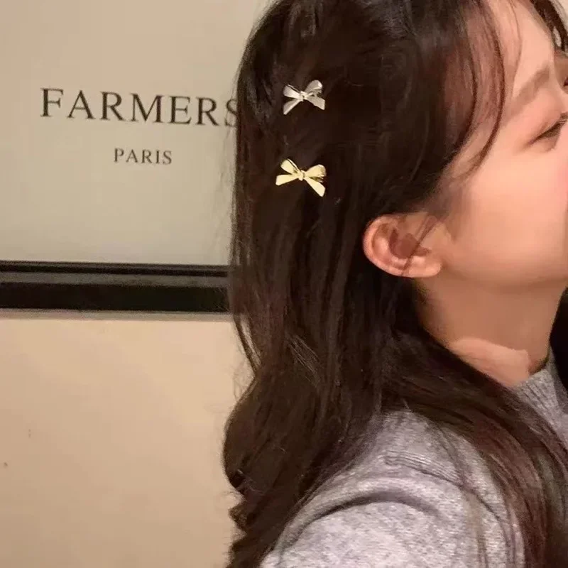 6Pcs/set of Women's New Golden Bow Mini Hairpins, Sweet and Cool Girl Bangs Hairpins and Hair Accessories