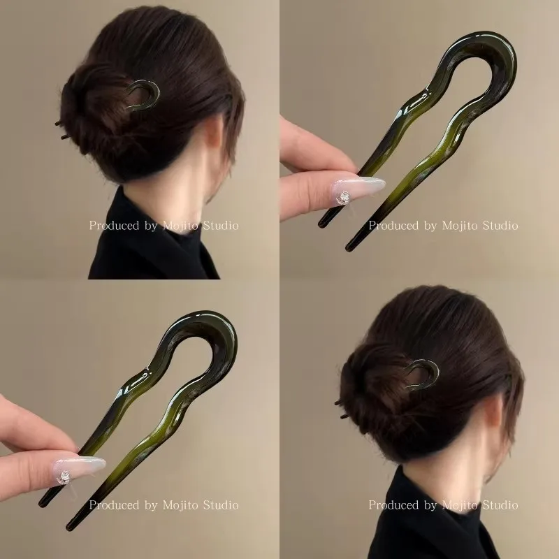 Elegant Acrylic U-shaped Hairpin for Women, Hairpin for Back of Head, Simple and Modern Hair Accessories