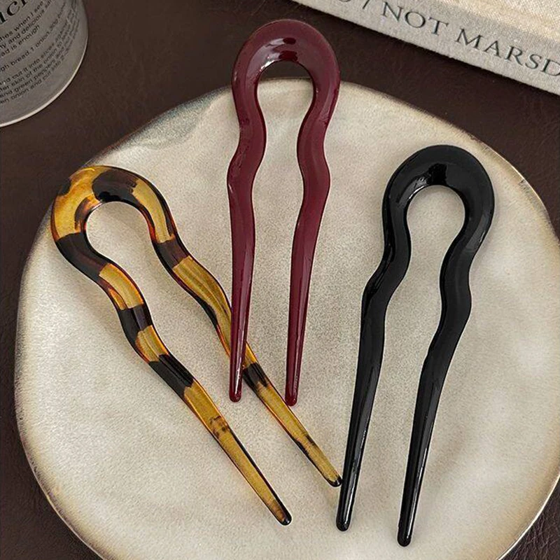 Elegant Acrylic U-shaped Hairpin for Women, Hairpin for Back of Head, Simple and Modern Hair Accessories