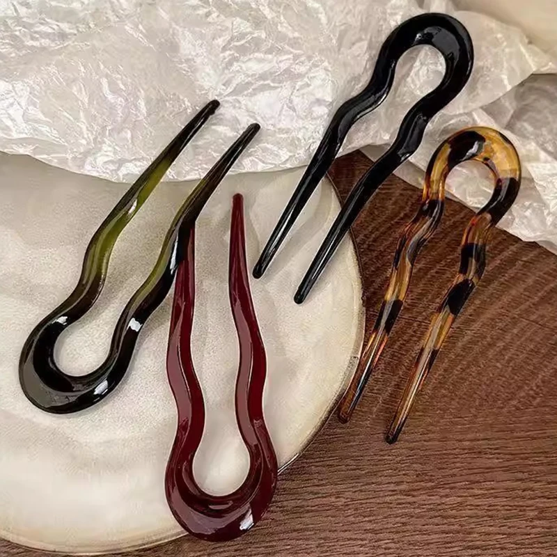 Elegant Acrylic U-shaped Hairpin for Women, Hairpin for Back of Head, Simple and Modern Hair Accessories