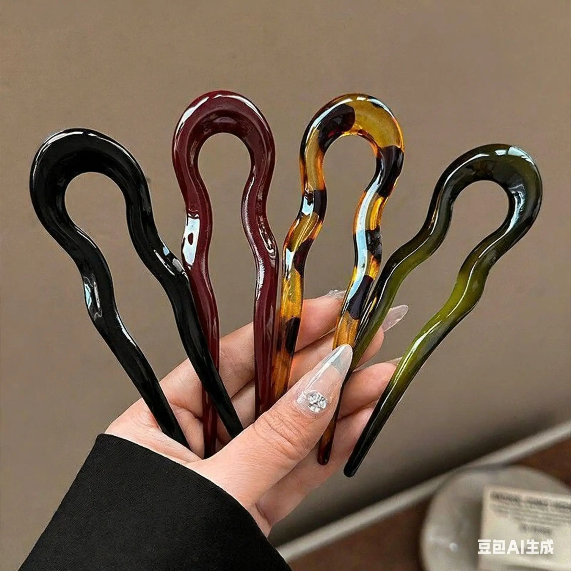 Elegant Acrylic U-shaped Hairpin for Women, Hairpin for Back of Head, Simple and Modern Hair Accessories