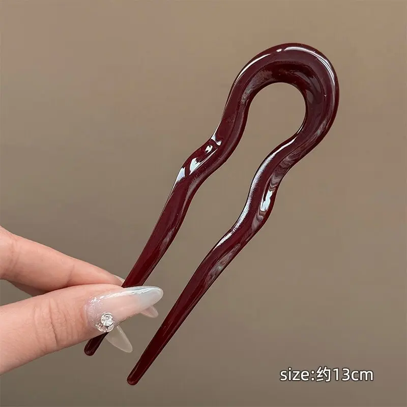 Elegant Acrylic U-shaped Hairpin for Women, Hairpin for Back of Head, Simple and Modern Hair Accessories