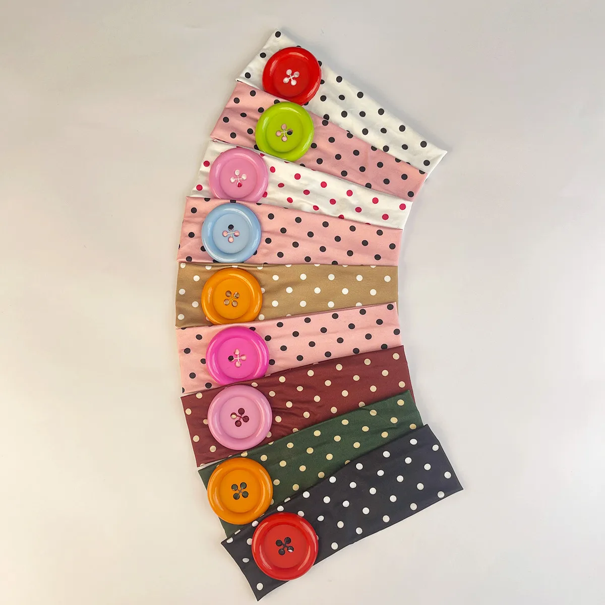 Summer Colorful Large Button Wave Point Hairband Korean Ins Y2K Retro Elastic Hairband Blogger Same Style Trendy Cool Hairband