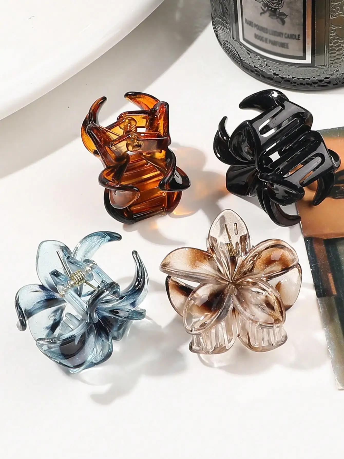 4Pcs Multicolor Flower Hair Claw Clips for Women Girls Nonslip Cute Fashion Hair Accessories Small Hairpin Crab Barrette Style