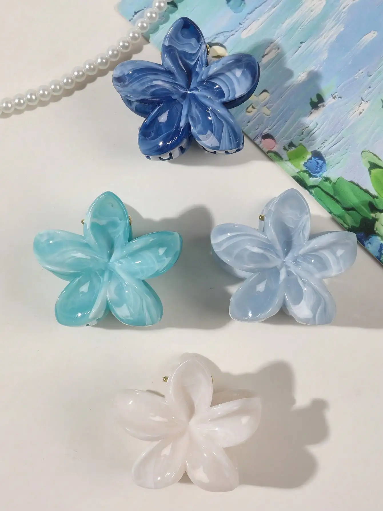 4Pcs Multicolor Flower Hair Claw Clips for Women Girls Nonslip Cute Fashion Hair Accessories Small Hairpin Crab Barrette Style