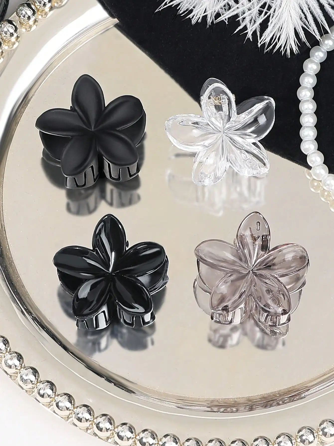 4Pcs Multicolor Flower Hair Claw Clips for Women Girls Nonslip Cute Fashion Hair Accessories Small Hairpin Crab Barrette Style