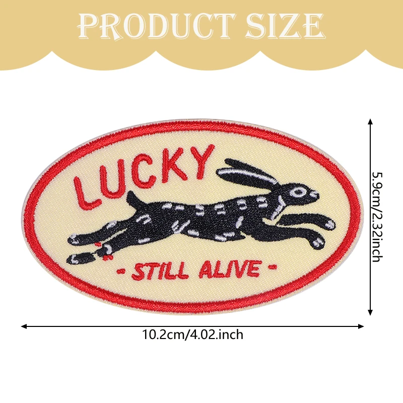 1PC Lucky Still Alive Embroidered Patch Iron On Running Rabbit Cartoon Badge DIY Gift For Clothes Cap Bag Jacket Trucker Hat