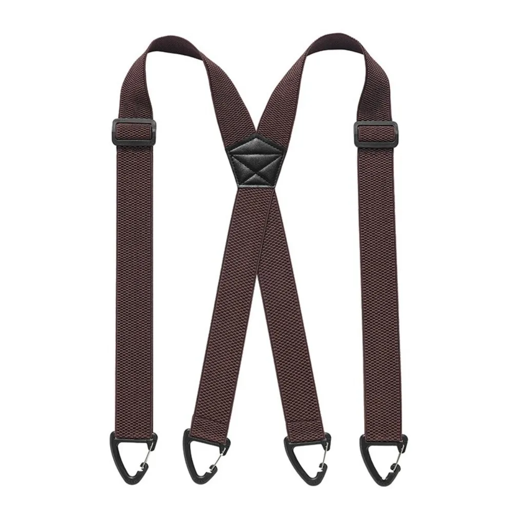 Heavy Duty Work Suspenders with 4 Gripper Clasps Anti-slip Elastic Pants Braces 3.8cm Wide Elegant X-Type Suspenders