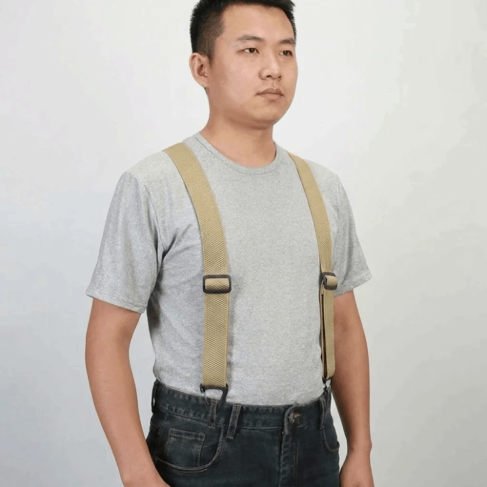 Heavy Duty Work Suspenders with 4 Gripper Clasps Anti-slip Elastic Pants Braces 3.8cm Wide Elegant X-Type Suspenders