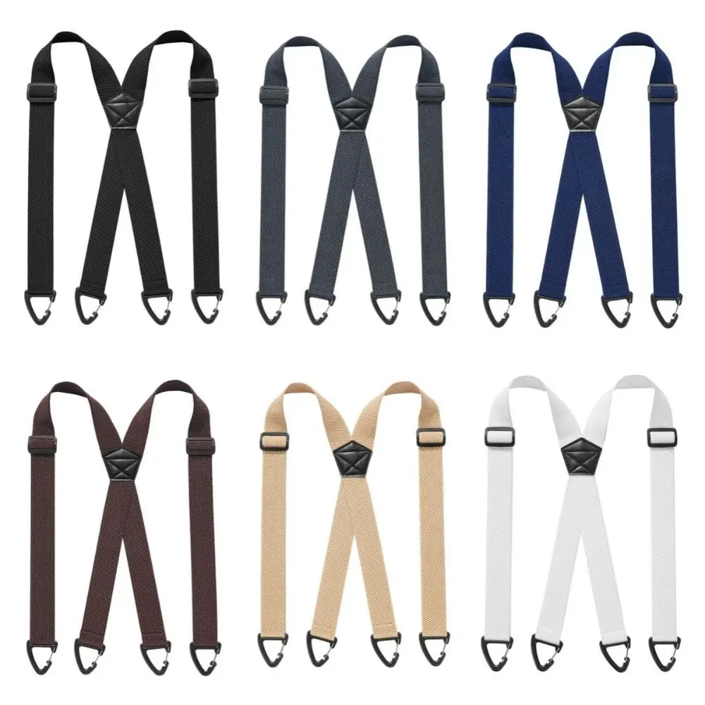 Heavy Duty Work Suspenders with 4 Gripper Clasps Anti-slip Elastic Pants Braces 3.8cm Wide Elegant X-Type Suspenders