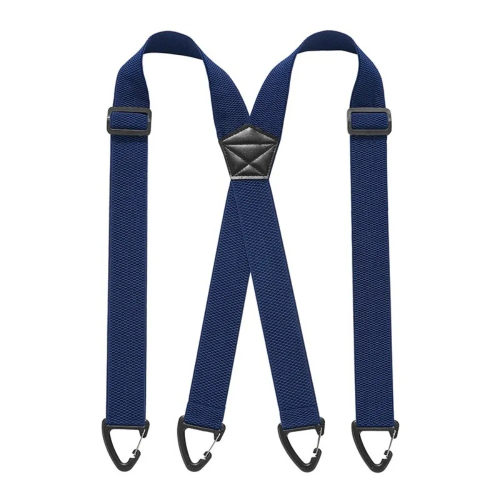 Heavy Duty Work Suspenders with 4 Gripper Clasps Anti-slip Elastic Pants Braces 3.8cm Wide Elegant X-Type Suspenders