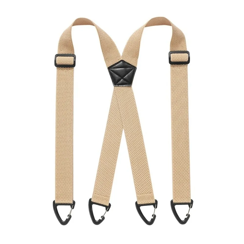 Heavy Duty Work Suspenders with 4 Gripper Clasps Anti-slip Elastic Pants Braces 3.8cm Wide Elegant X-Type Suspenders