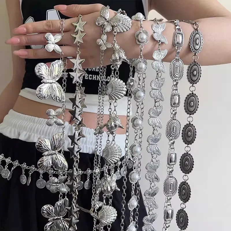 Summer Fashion Metal Waist Chain, Retro Butterfly Thin Belt Accessories, Hundreds of Matching Dresses, Belt Chains, Advanced