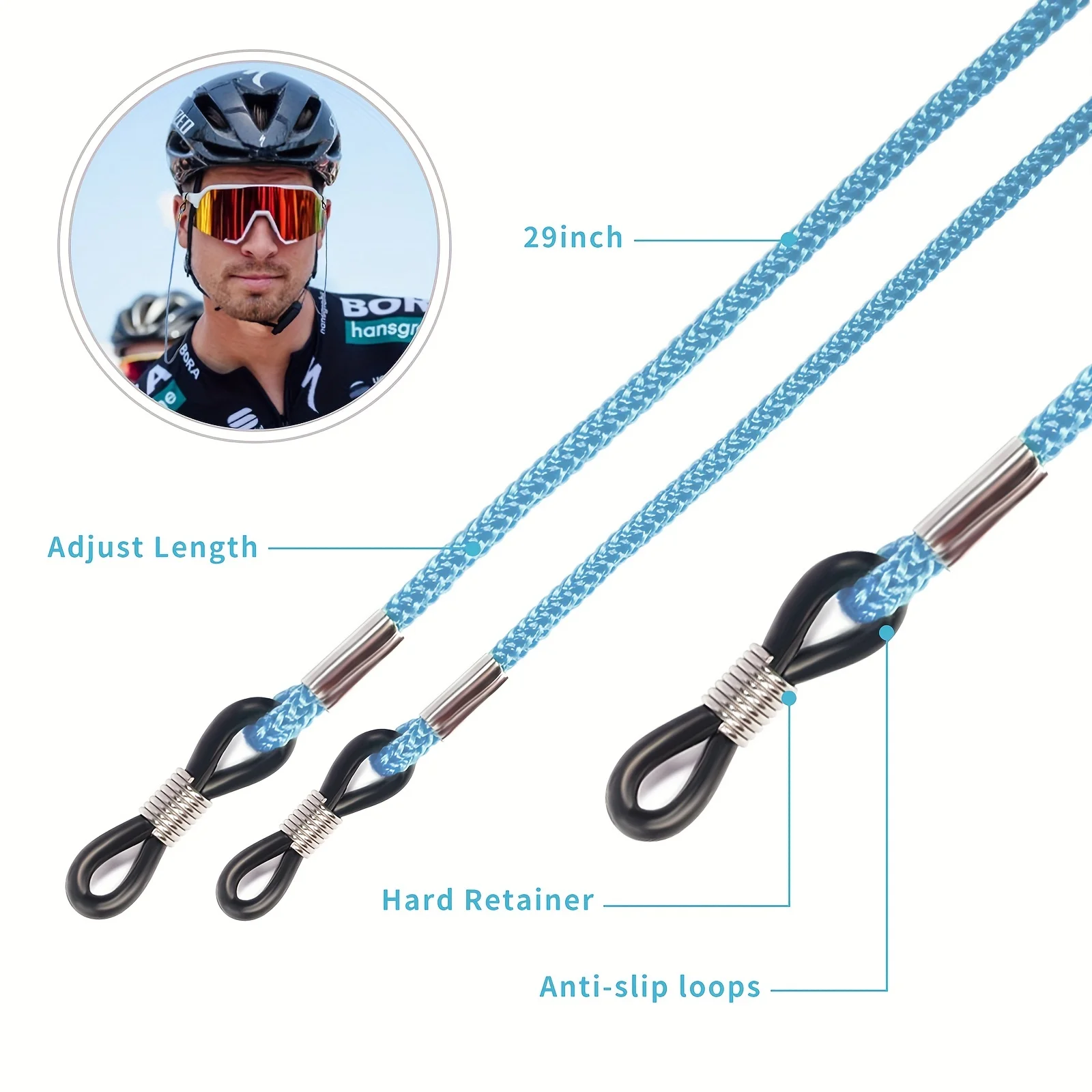 5ps Adjustable Glasses Strap Holder Anti Slip Glasses Cord Rope, Sports Sunglasses Chain Lanyard Eyewear Retainer Women Men