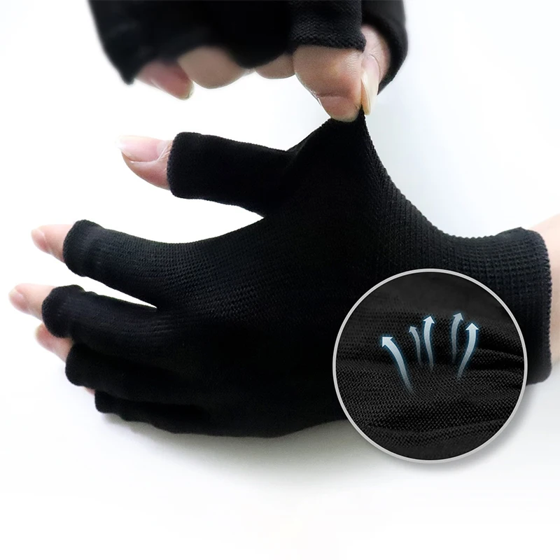 1Pair New Anti UV Black Thin Nail Gloves Anti Black UV Gel Shield Glove Fingerless Manicure Nail Art Tools LED Lamp Nails Dryer