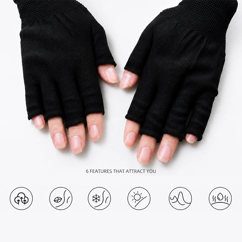 1Pair New Anti UV Black Thin Nail Gloves Anti Black UV Gel Shield Glove Fingerless Manicure Nail Art Tools LED Lamp Nails Dryer
