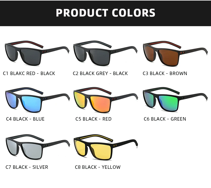 Fashion Square Polarized Sunglasses Men Women Stylish Sports Sun Glasses Male Trendy Outdoor Fishing Driving Cycling Shades