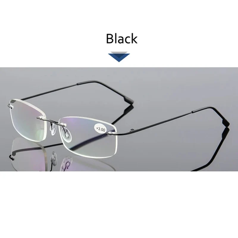May Flower Blue Light Blockin Ultralight Memory Titanium Rimless Reading Glasses Men&Women Presbyopic Eyeglasses +1.0 +1.5 +2.0