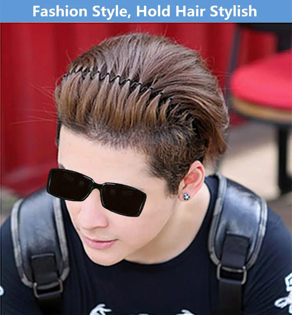 6pcs/Set Unisex Metal Headbands Wavy Hairband Hair Hoop Women Men Sport Fashion Hair Band Black Non Slip Simple Hair Accessories