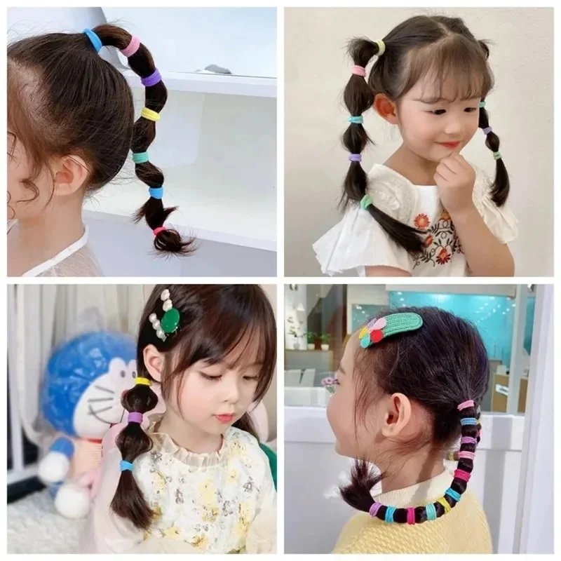 20/50/100PCS Colorful Basic Nylon Ealstic Hair Ties for Girls Ponytail Hold Scrunchie Rubber Band Kids Basic Hair Accessories