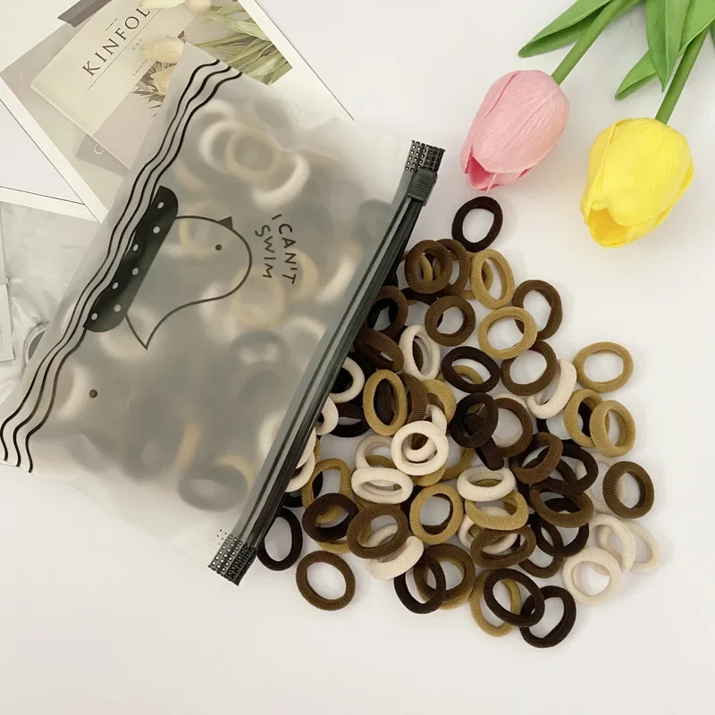 20/50/100PCS Colorful Basic Nylon Ealstic Hair Ties for Girls Ponytail Hold Scrunchie Rubber Band Kids Basic Hair Accessories