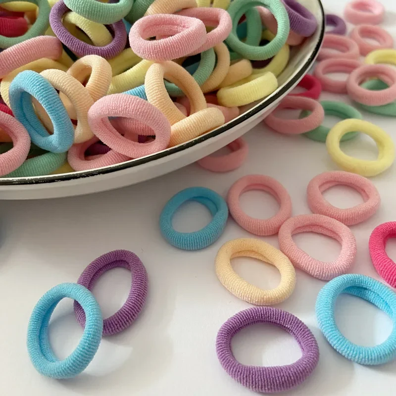 20/50/100PCS Colorful Basic Nylon Ealstic Hair Ties for Girls Ponytail Hold Scrunchie Rubber Band Kids Basic Hair Accessories