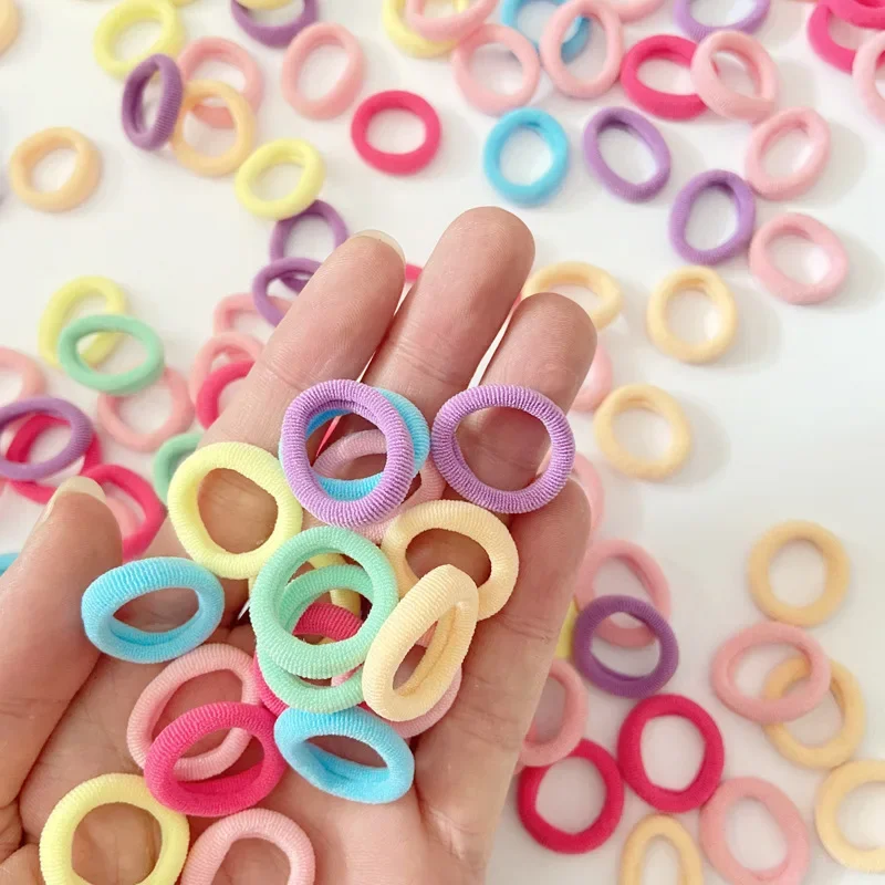 20/50/100PCS Colorful Basic Nylon Ealstic Hair Ties for Girls Ponytail Hold Scrunchie Rubber Band Kids Basic Hair Accessories