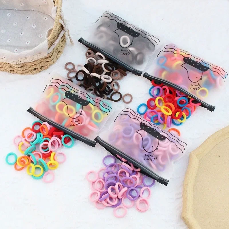 20/50/100PCS Colorful Basic Nylon Ealstic Hair Ties for Girls Ponytail Hold Scrunchie Rubber Band Kids Basic Hair Accessories