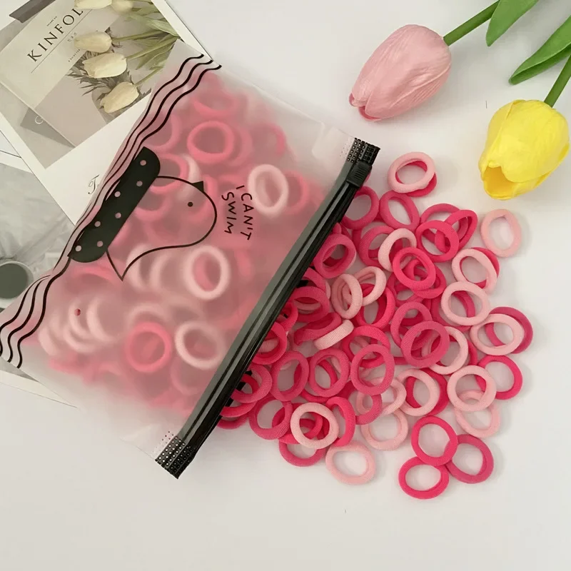 20/50/100PCS Colorful Basic Nylon Ealstic Hair Ties for Girls Ponytail Hold Scrunchie Rubber Band Kids Basic Hair Accessories