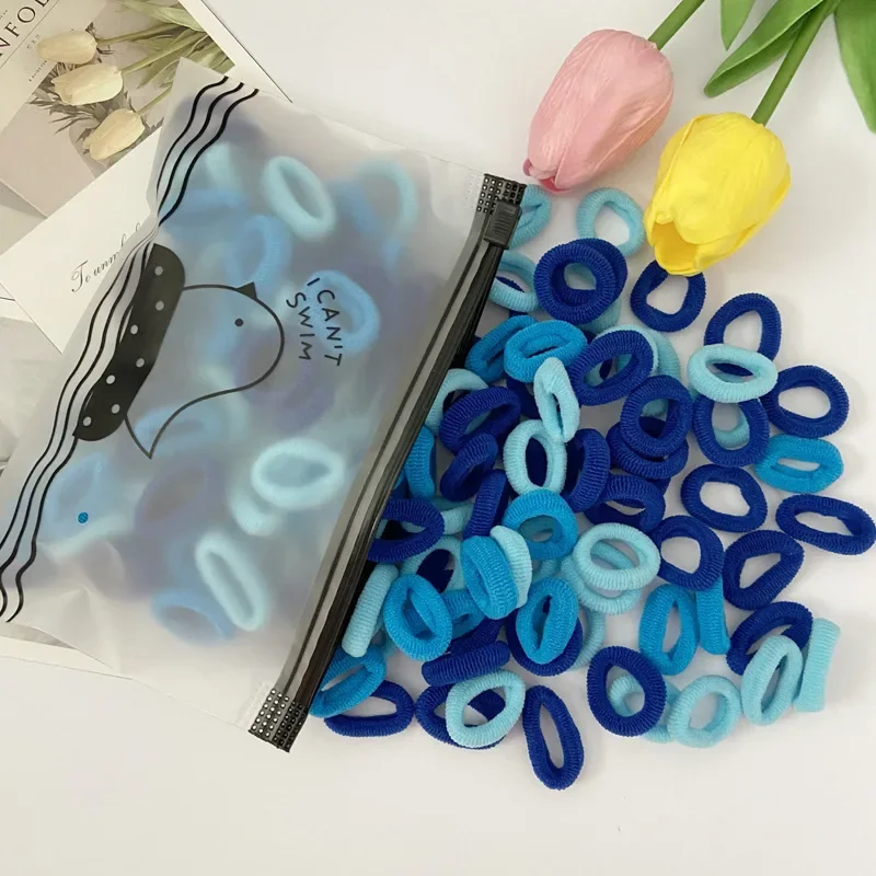20/50/100PCS Colorful Basic Nylon Ealstic Hair Ties for Girls Ponytail Hold Scrunchie Rubber Band Kids Basic Hair Accessories