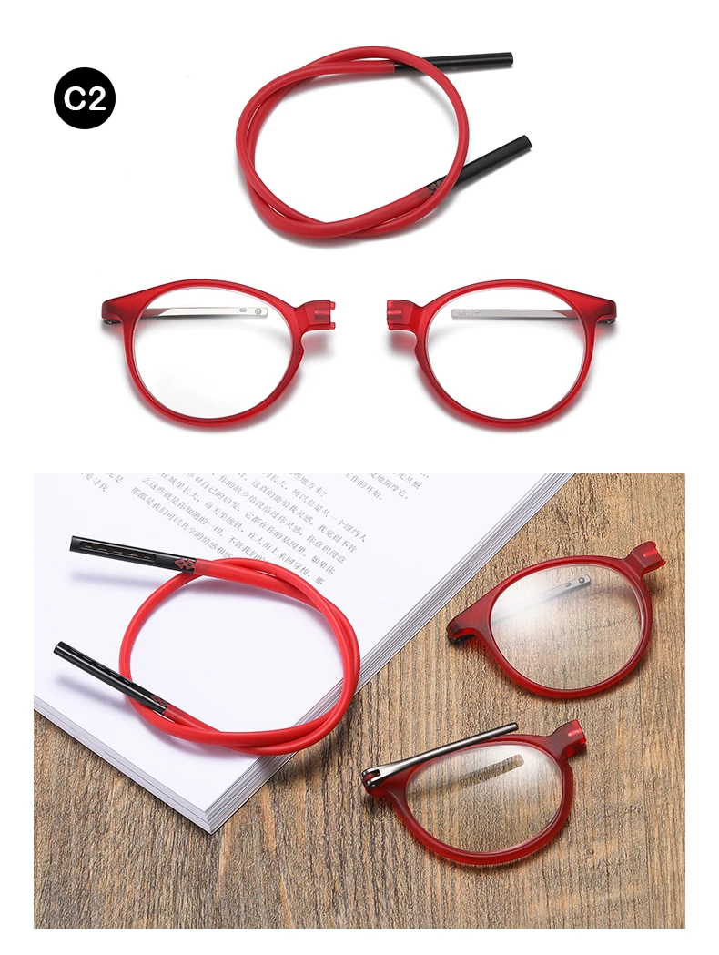 2026 Portable Magnetic Reading Glasses TR90 Reading Glasses Anti-Blue Light Portable Ultra-light Computer Spectacles Round-Frame