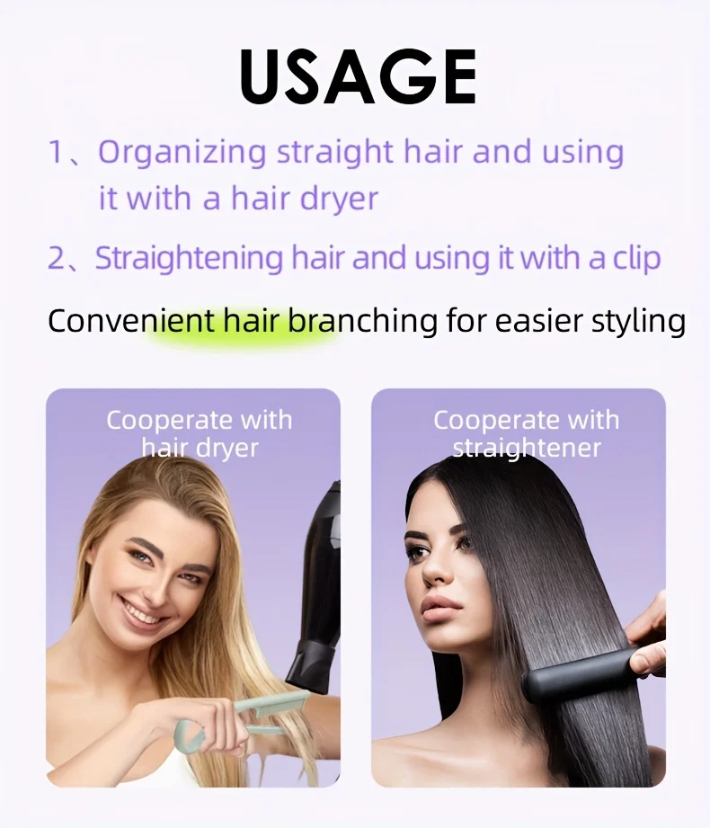 Professional V-Comb Straightener Hair Styling Tool for Messy Wavy Hair Comb for Wig Styling Human Hair Styling tool accessories