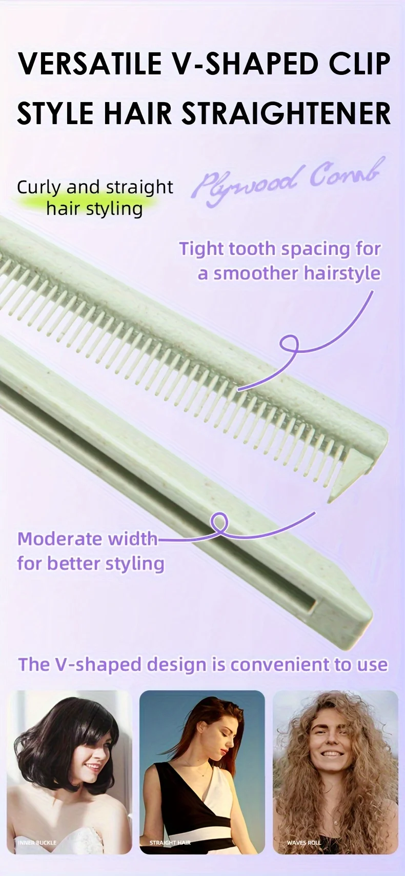 Professional V-Comb Straightener Hair Styling Tool for Messy Wavy Hair Comb for Wig Styling Human Hair Styling tool accessories