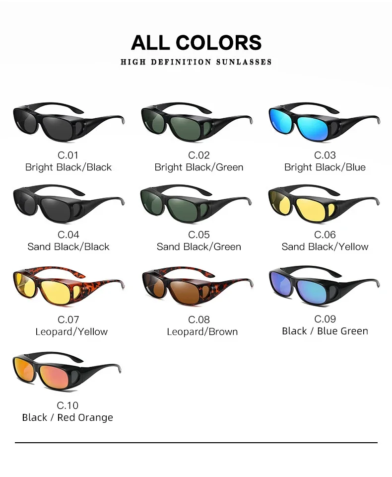 2026Polarized Sunglasses Fit Over Eye Glasses Driving Wrap Shield Goggles Fishing Glasses Sports Sunglasses Night Vision Glasses