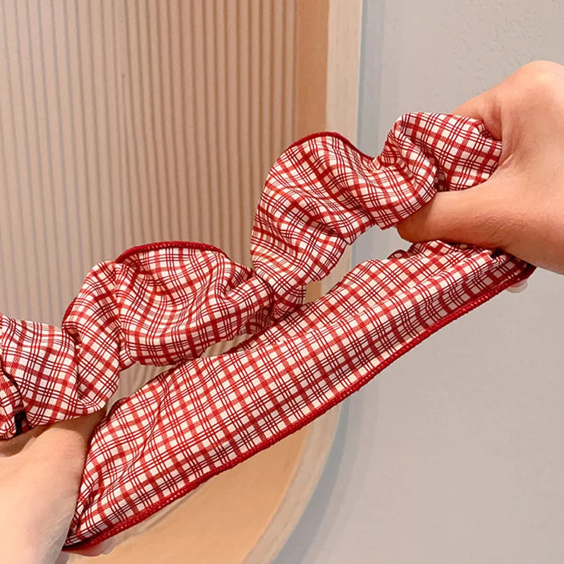 2/3pcs High End Red Cute Dot Plaid Scrunchies for Women Girls Soft Elastic Hair Ties Gentle Hair Bands Fashion Hair Accessories
