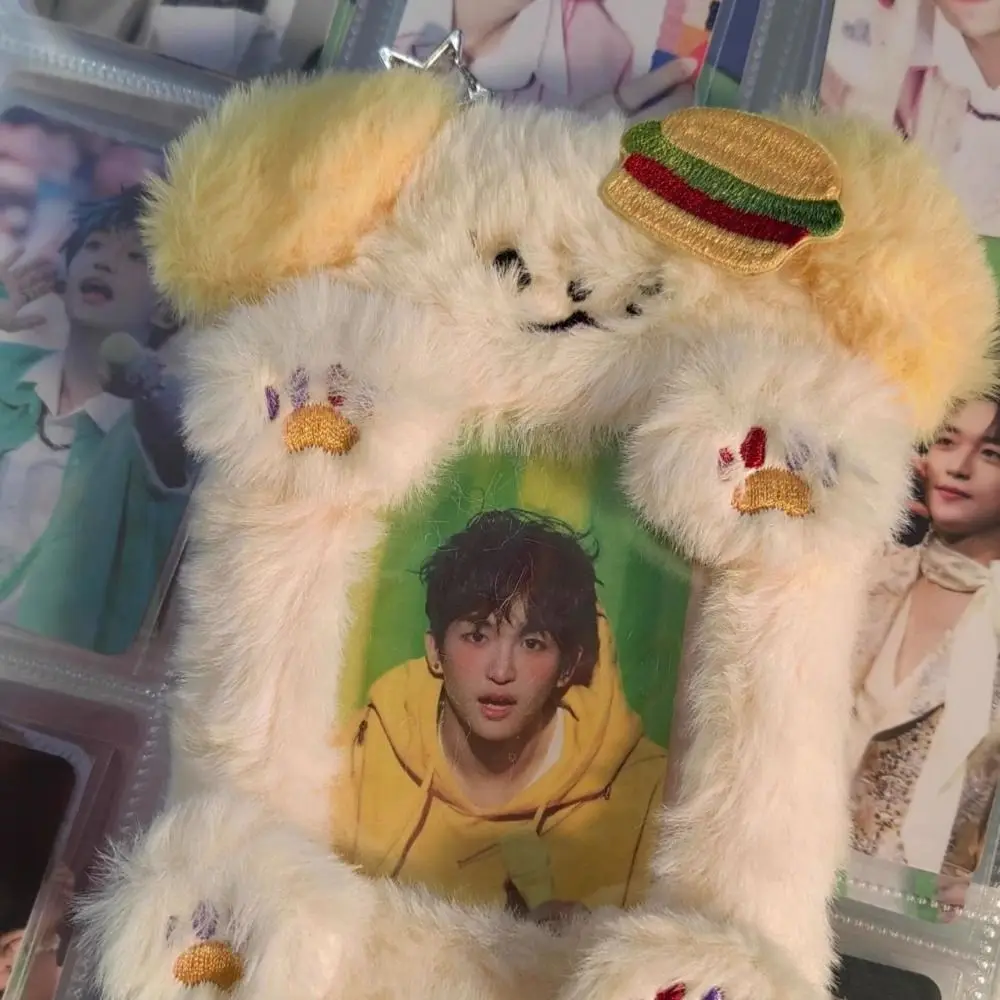 Cartoon Multifunctional Photocard Case Plush Big Eared Rabbit/Border Collie Card Case Rabbit/Dog/Cat Photo Card Holder Students