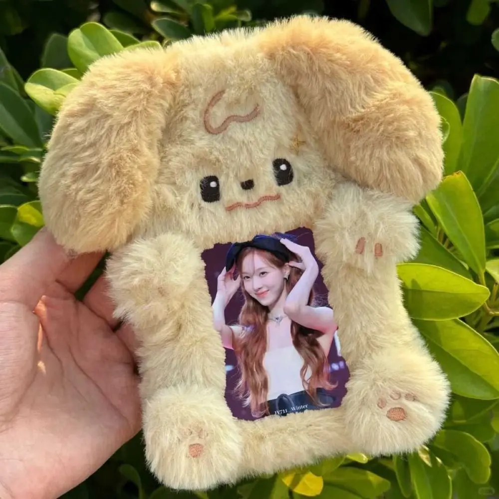 Cartoon Multifunctional Photocard Case Plush Big Eared Rabbit/Border Collie Card Case Rabbit/Dog/Cat Photo Card Holder Students