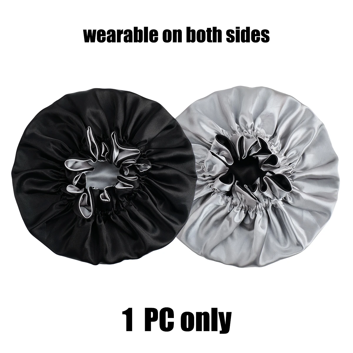 1Pc Double-Layered Minimalist Hair Bonnet Satin Bonnet Sleep Caps Can Be Worn on Both Sides Versatile Cap for Men/Women