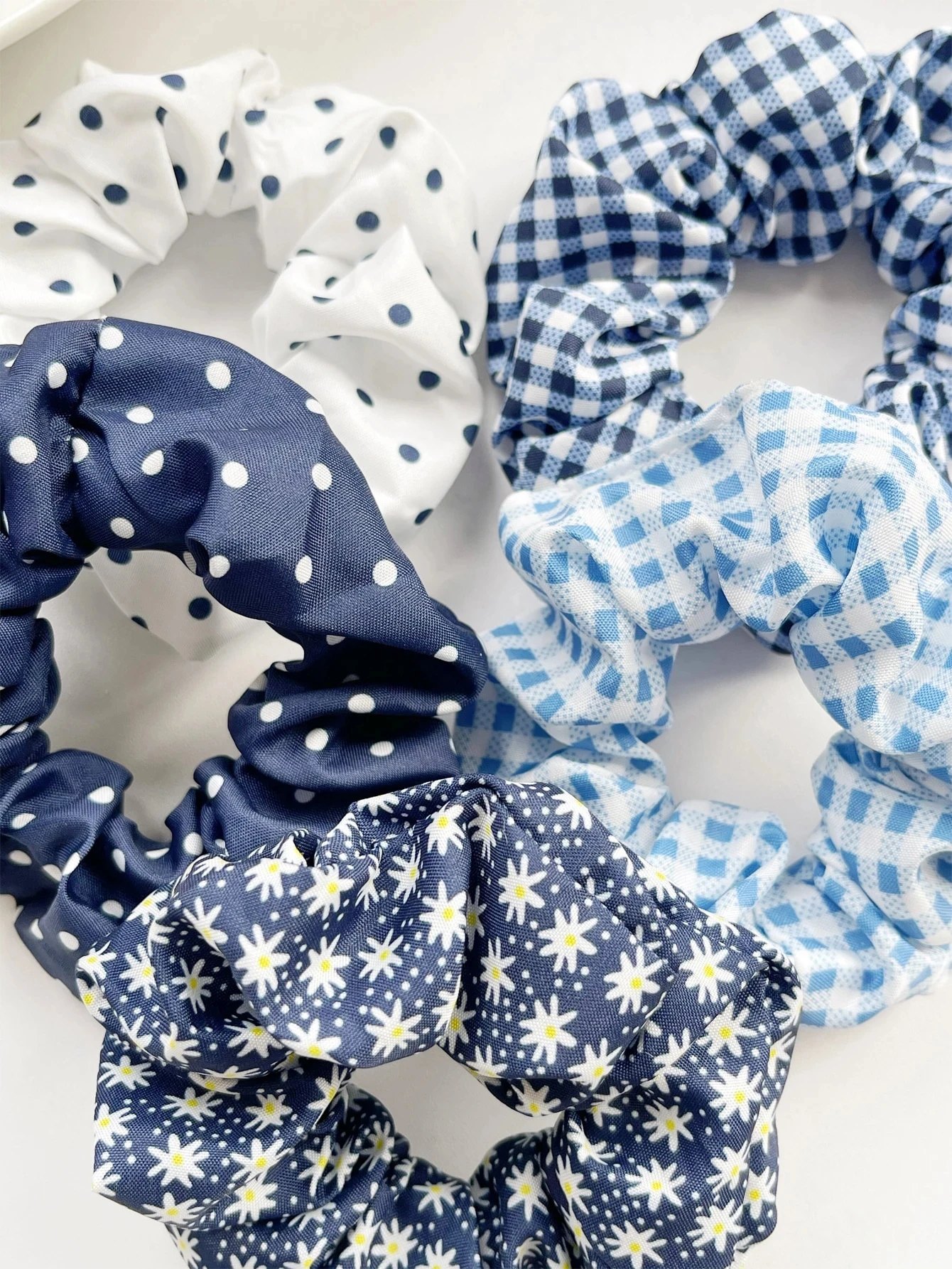 5Pcs Polka Dot Print Scrunchie Elegant Scrunchies Hair Ties Scrunchy Hair Ties