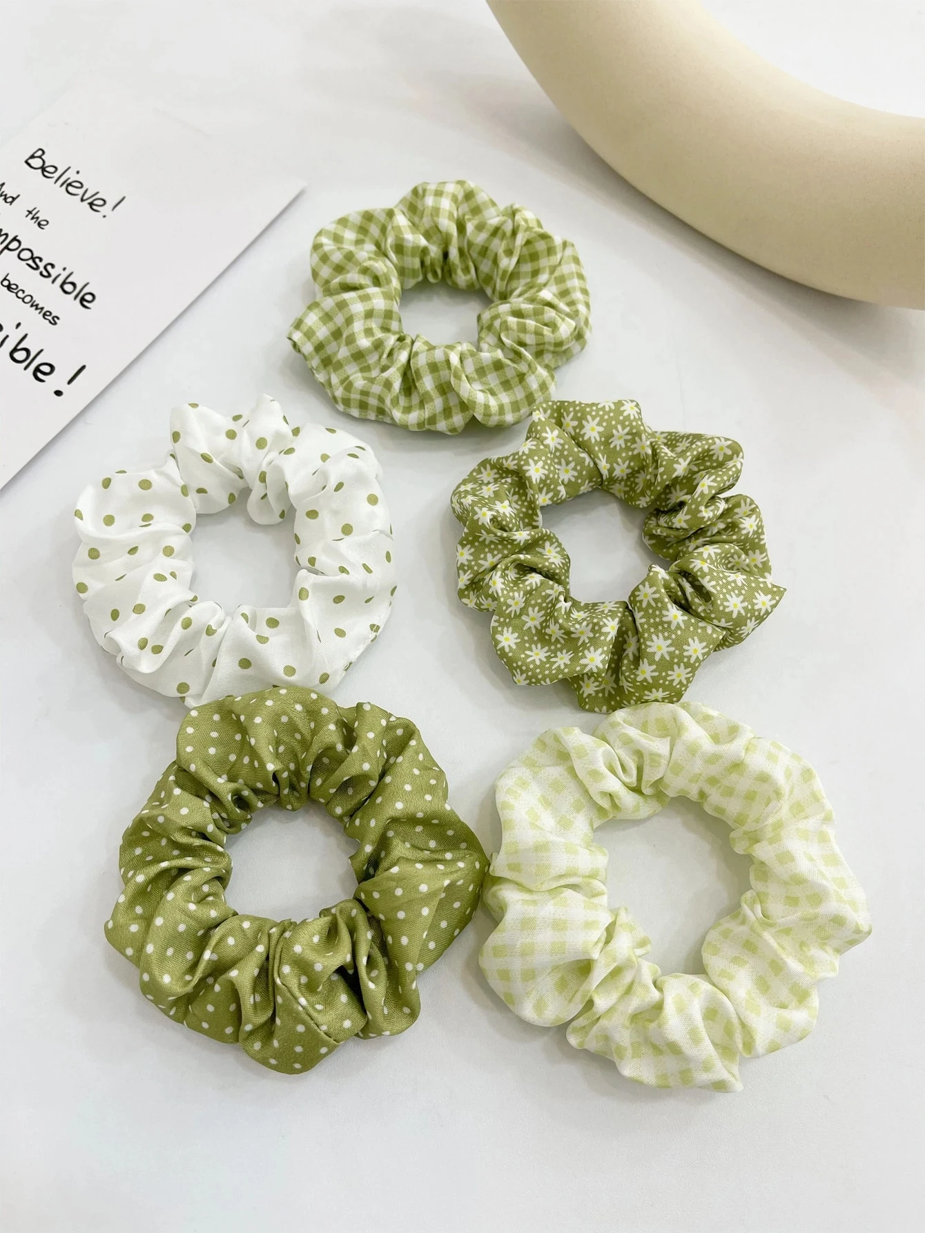 5Pcs Polka Dot Print Scrunchie Elegant Scrunchies Hair Ties Scrunchy Hair Ties