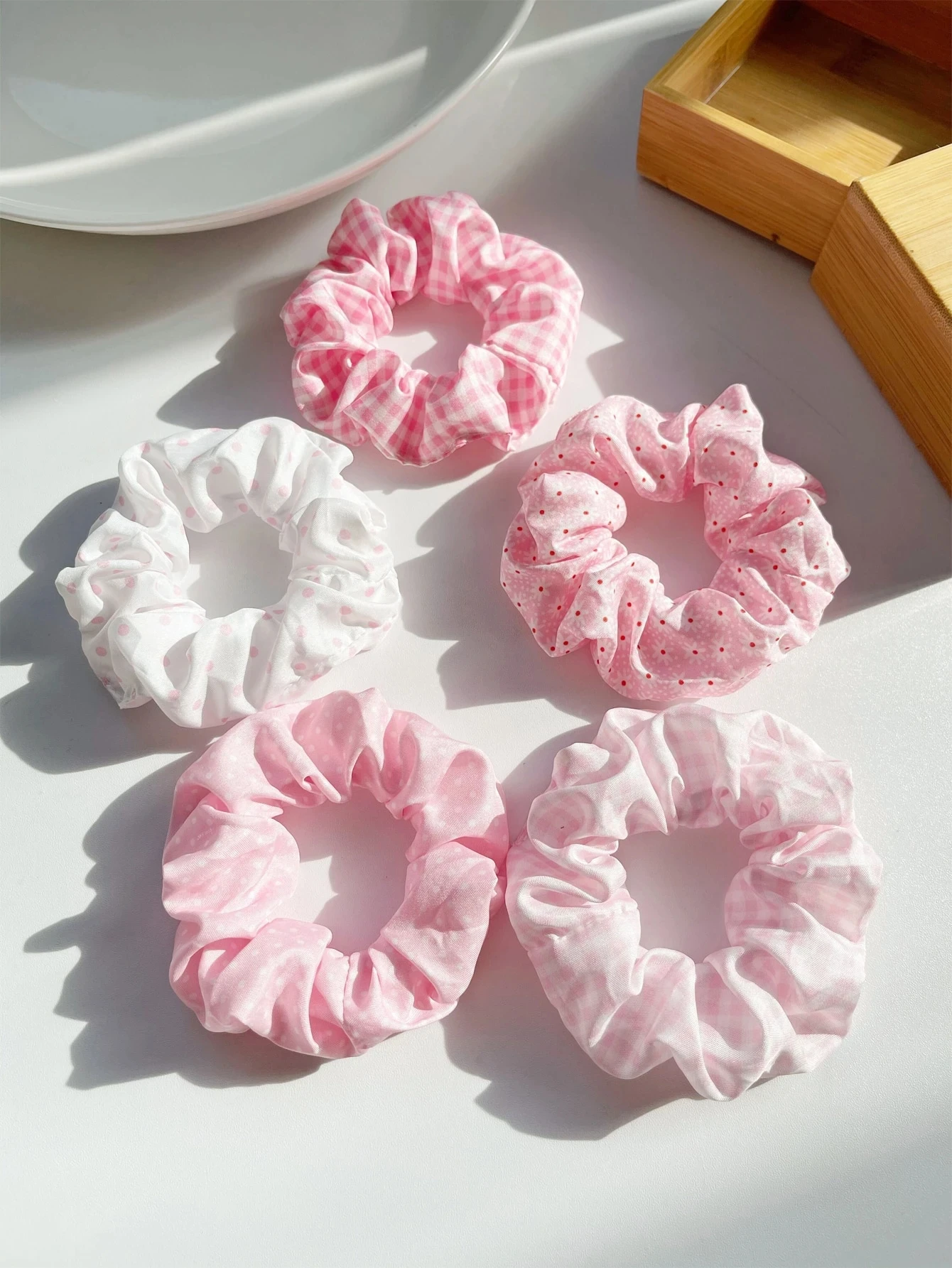 5Pcs Polka Dot Print Scrunchie Elegant Scrunchies Hair Ties Scrunchy Hair Ties