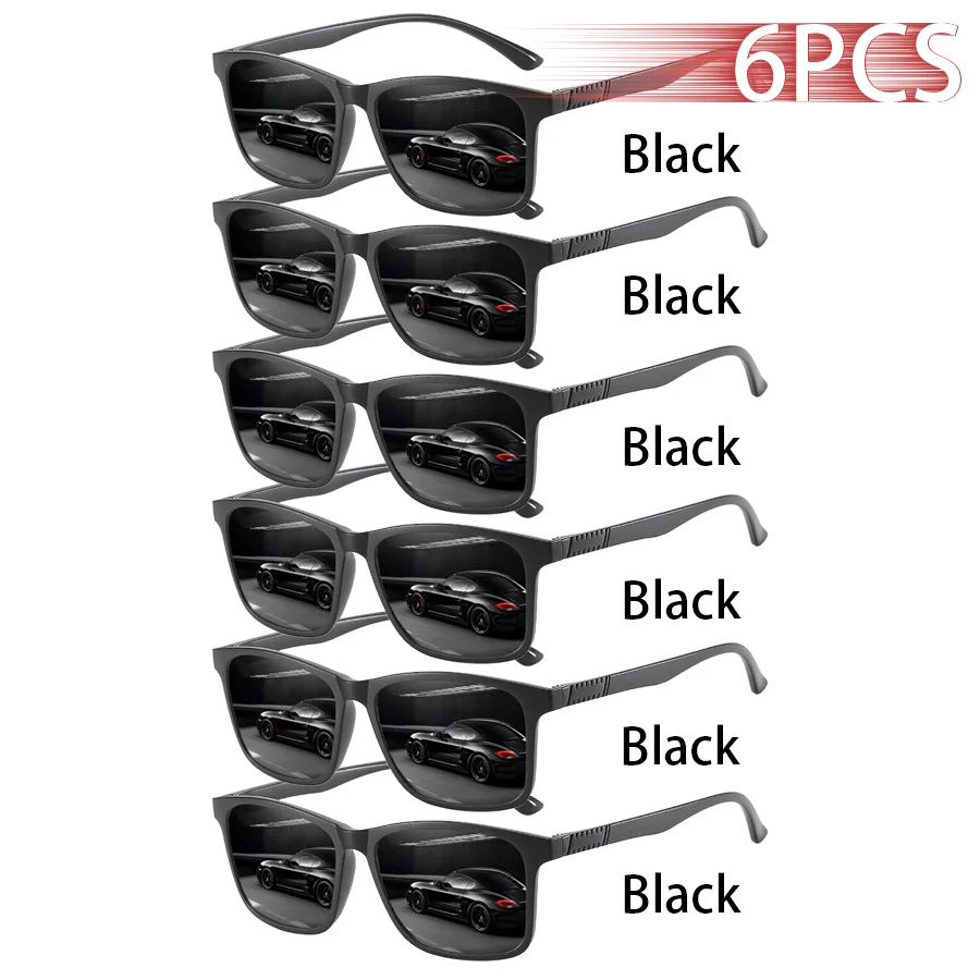 6 PCS Fashion Vintage Check Square Sunglasses Men Women Fishing Driving Luxury Brand Designer Sun Glasses Retro Eyewear